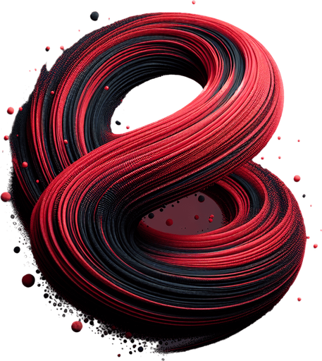 Uma particula vermelha com gradiente preto torto.
Single Game Texture. In-Game asset. 2d. Blank background. High contrast. No shadows.