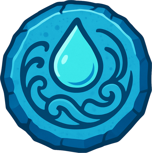 Pierre élément eau.
In-Game asset.  2d.  High contrast.  No shadows