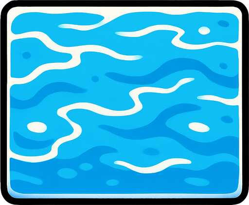 Agua en forma de rectángulo.
In-Game asset.  2d.  High contrast.  No shadows