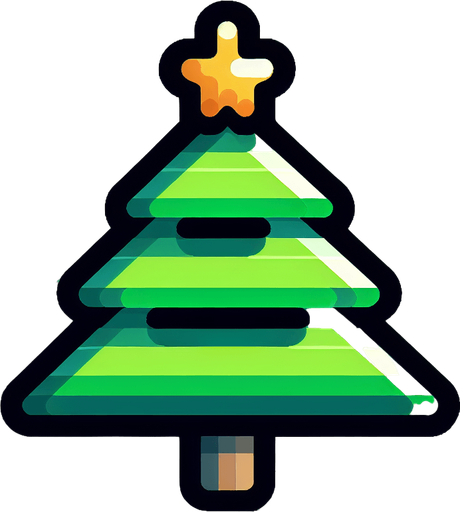 a christmas tree. plastic style. Single Game Texture. In-Game asset. 2d. Blank background. High contrast. No shadows.