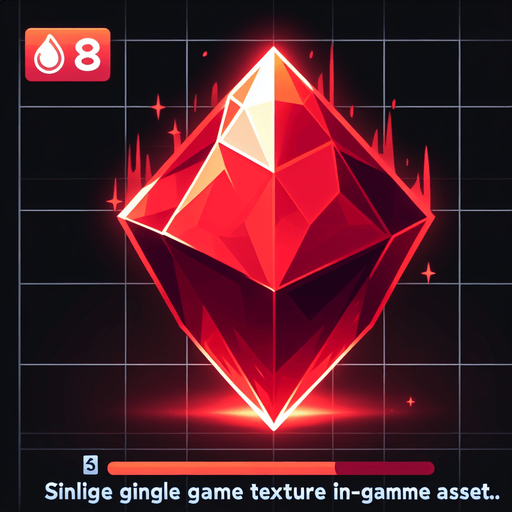A sharp, faceted red crystal or gem shard glowing hotly..
Single Game Texture.  In-Game asset.  2d.  Blank background.  High contrast.  No shadows