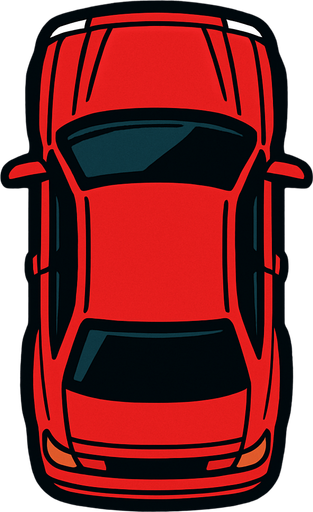 top view car.
In-Game asset.  2d.  High contrast.  No shadows