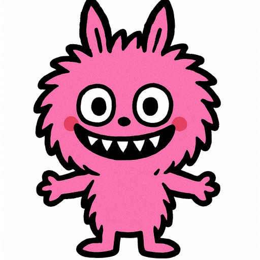 Pink labubu.
In-Game asset.  2d.  High contrast.  No shadows