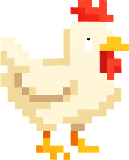 pixel chicken.
In-Game asset.  2d.  High contrast.  No shadows