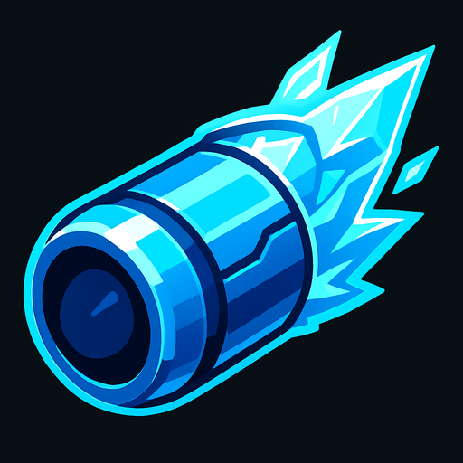 Bala de hielo futurista.
In-Game asset.  2d.  High contrast.  No shadows