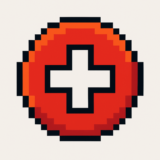pixel art circle health button.
In-Game asset.  2d.  High contrast.  No shadows
