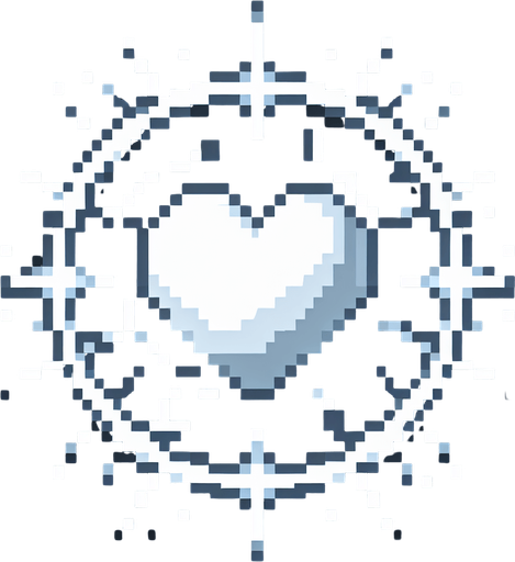 pixel art of a pulsating white heart with a halo. 
Single Game Texture. In-Game asset. 2d. Blank background. High contrast. No shadows.