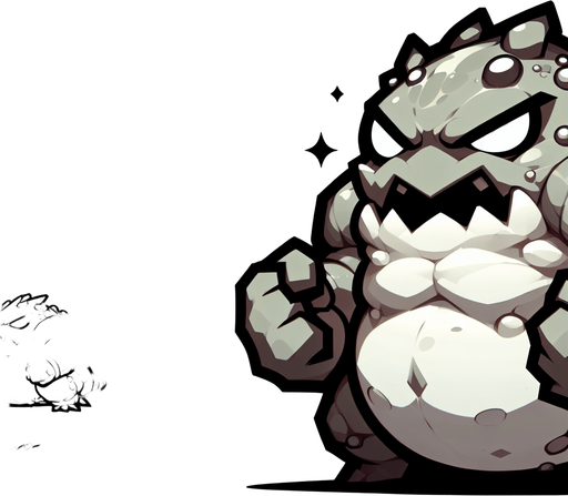chibi anger bulk frog monster walk.
Single Game Texture.  In-Game asset.  2d.  Blank background.  High contrast.  No shadows
