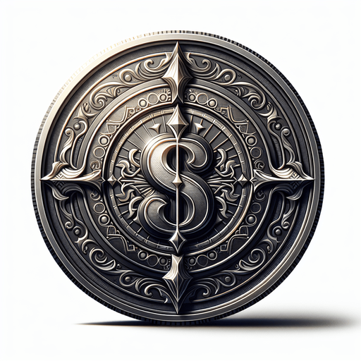 A realistic coin.
Single Game Texture.  In-Game asset.  2d.  Blank background.  High contrast.  No shadows