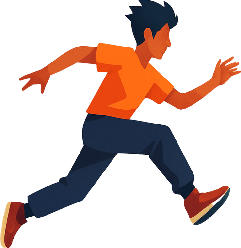 Fullscreen modern App Store landscape banner, 16:9, high definition, for a game titled "Parkour Runner Challenge" and with the description "Navigate your character through endless randomly generated parkour obstacles using simple touch controls in this challenging runner game.". No text on banner!