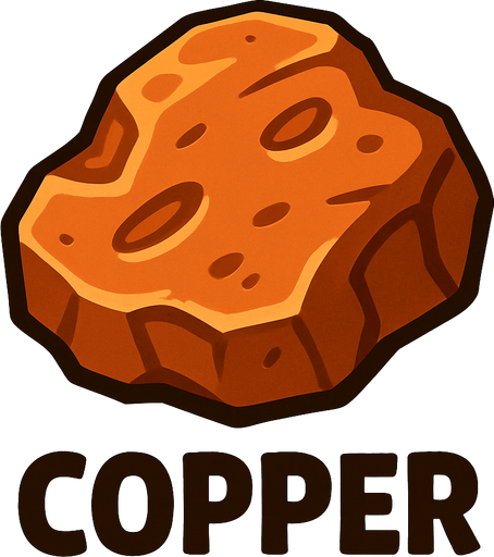 Copper.
In-Game asset.  2d.  High contrast.  No shadows