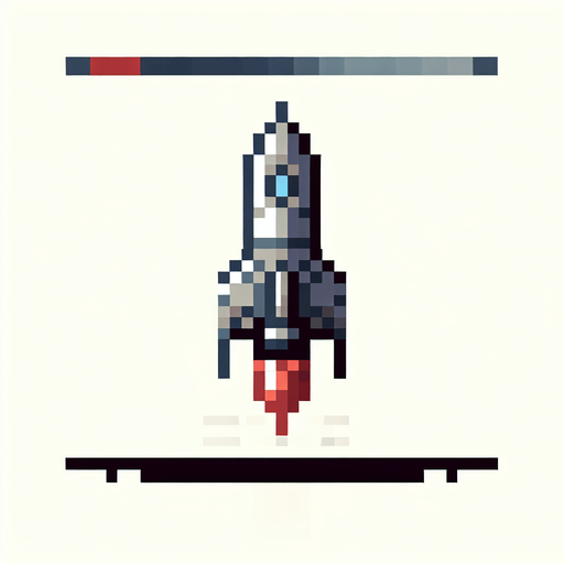 AI robo rocket pointing downward, pixelated. flat. 8 bit..
Single Game Texture. In-Game asset. 2d. Blank background. High contrast. No shadows.