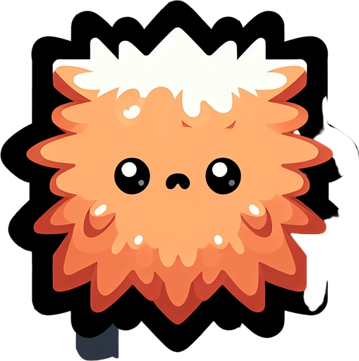 fluffy square monster cutie.
Single Game Texture.  In-Game asset.  2d.  Blank background.  High contrast.  No shadows