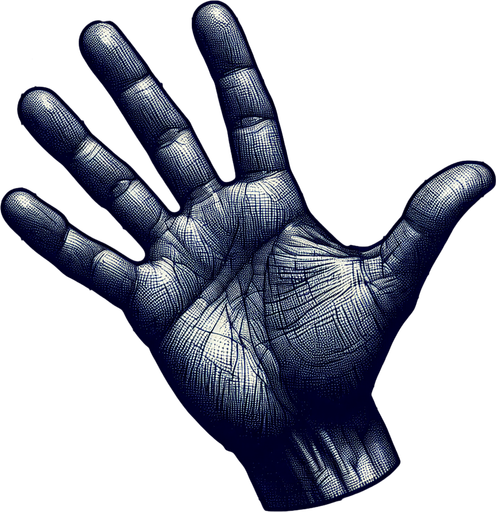 hand.
Single Game Texture. In-Game asset. 2d. Blank background. High contrast. No shadows.