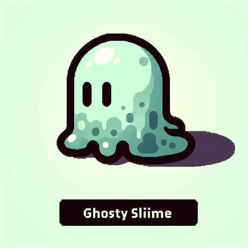 Un slime fantasmal RPG con estilo suave y simple.
Single Game Texture.  In-Game asset.  2d.  Blank background.  High contrast.  No shadows