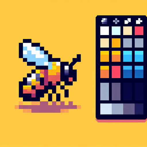 pixel bee faceing left.
Single Game Texture.  In-Game asset.  2d.  Blank background.  High contrast.  No shadows