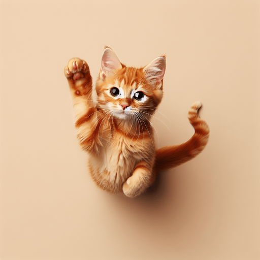 ginger cat-arm slightly bent, top view.