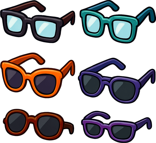 Pack of different glasses.
In-Game asset.  High contrast.  No shadows. 3D