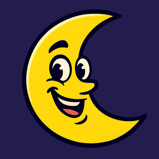 LUna animada.
In-Game asset.  2d.  High contrast.  No shadows