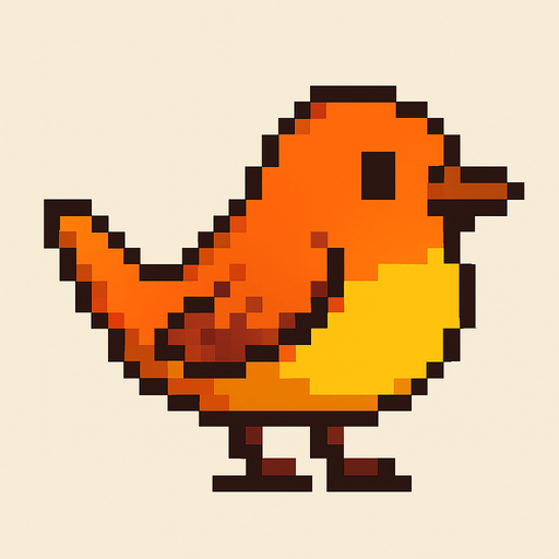 Pixel Art 2d Bird.
In-Game asset.  2d.  High contrast.  No shadows