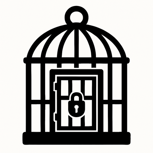 black cage.
In-Game asset.  2d.  High contrast.  No shadows