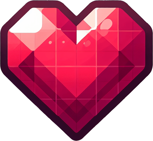A heart.
Single Game Texture. In-Game asset. 2d. Blank background. High contrast. No shadows.