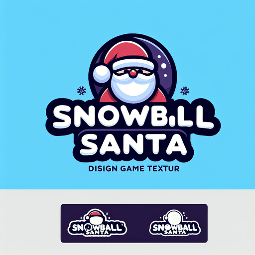 a logo for the game "Snowball santa" with the text "Snowball Santa".
Single Game Texture. In-Game asset. 2d. Blank background. High contrast. No shadows.