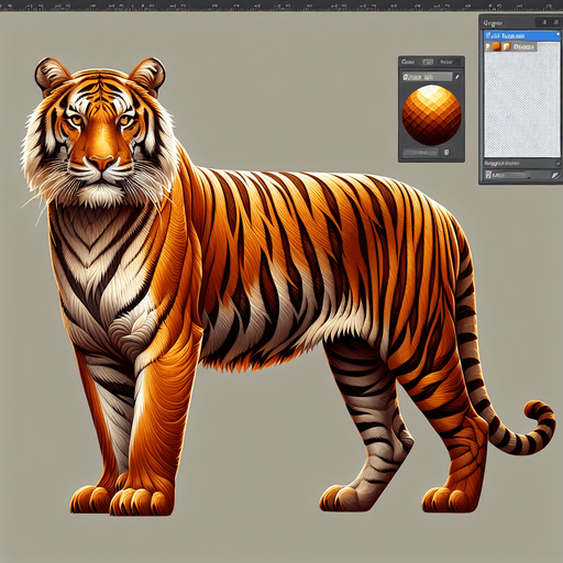 Tiger.
Single Game Texture.  In-Game asset.  2d.  Blank background.  No shadows