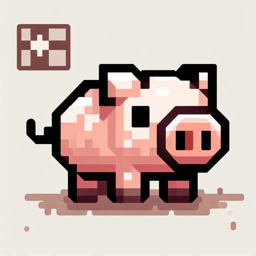 pig.
Single Game Texture. In-Game asset. 2d. Blank background. High contrast. No shadows.