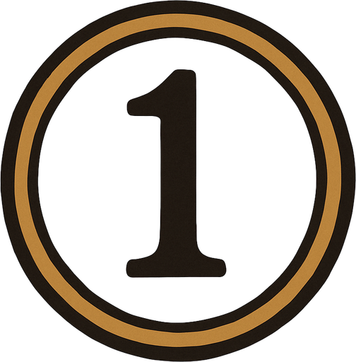 Number 1 button professor Layton game style artwork.
In-Game asset.  2d.  High contrast.  No shadows