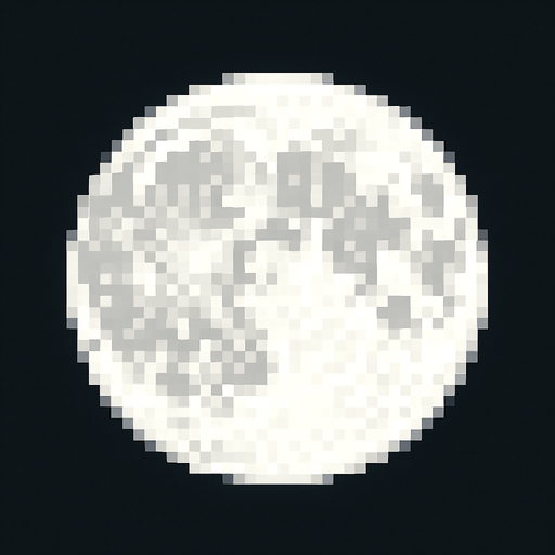 Luna llena blanca, pixelar.
In-Game asset.  2d.  High contrast.  No shadows