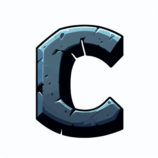 Letter C.
Single Game Texture.  In-Game asset.  2d.  Blank background.  High contrast.  No shadows