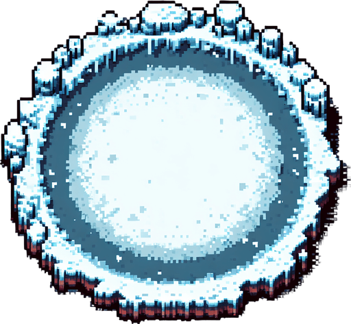 frost circle arena. seen from above. Single Game Texture. In-Game asset. 2d. Blank background. High contrast. No shadows. pixelated. 8 bit