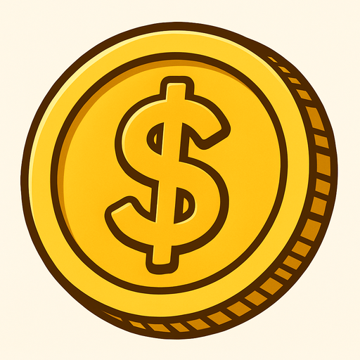 altın dolar.
In-Game asset.  2d.  High contrast.  No shadows