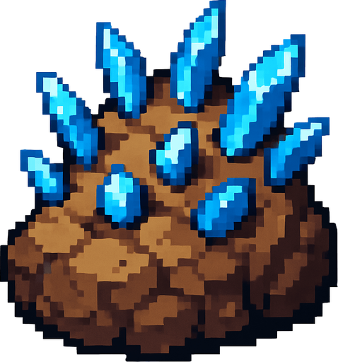 roca con trozos de cristal.
In-Game asset.  2d.  High contrast.  No shadows. pixelart