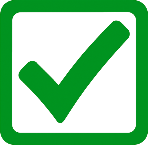 green check.
In-Game asset.  2d.  High contrast.  No shadows