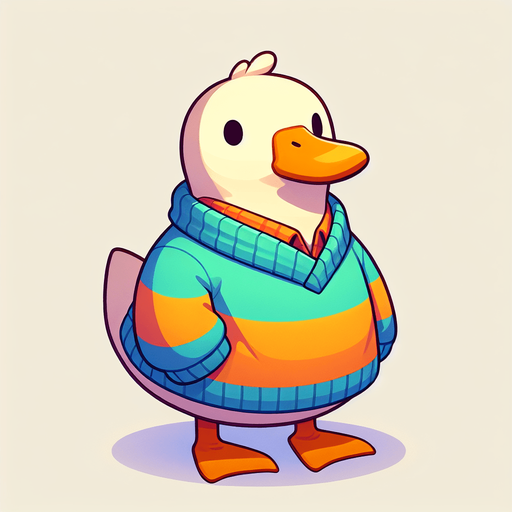 Duck in a jersey..
Single Game Texture. In-Game asset. 2d. Blank background. High contrast. No shadows.