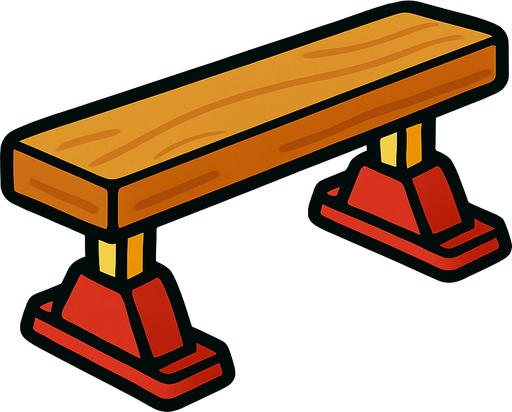 iki tarafında alttan destek olan atlama tahtası.
In-Game asset.  2d.  High contrast.  No shadows