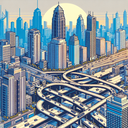 Make a city background.
Single Game Texture.  In-Game asset.  2d.  Blank background.  High contrast.  No shadows