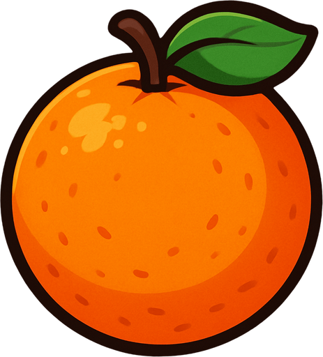 Uncut orange.
In-Game asset.  2d.  High contrast.  No shadows
