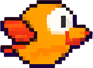 Fullscreen modern App Store landscape banner, 16:9, high definition, for a game titled "Flappy Flight" and with the description "Guide a bird through gaps in pipes by tapping to flap and avoid obstacles. Score points for each successful pass.". No text on banner! pixel