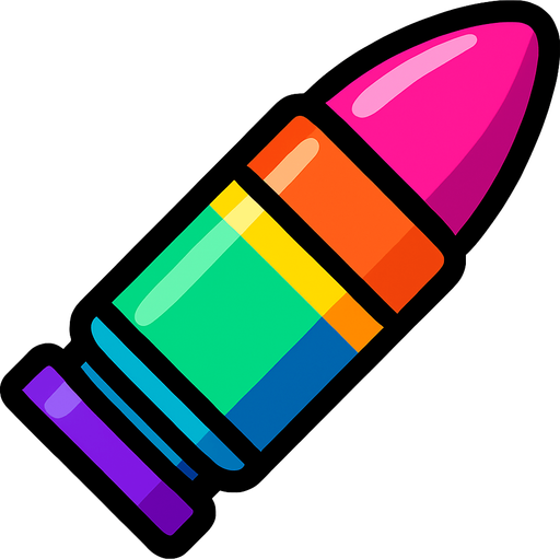 quiro que sea una bala multicolor.
In-Game asset.  2d.  High contrast.  No shadows