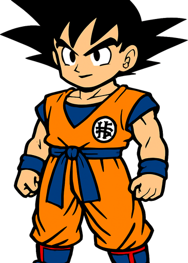 Goku.
In-Game asset.  2d.  High contrast.  No shadows