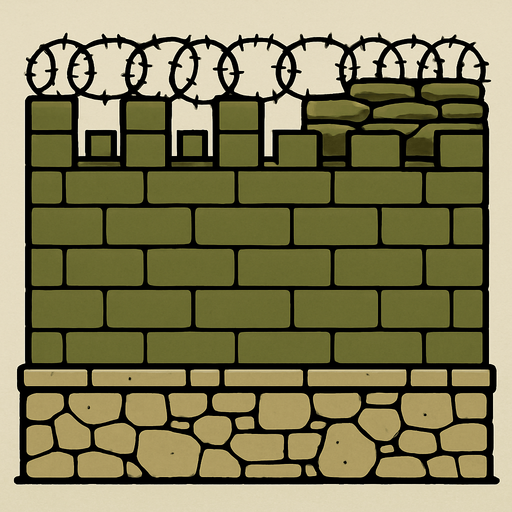 yüksek çözünürlüklü askeri duvar.
In-Game asset.  2d.  High contrast.  No shadows