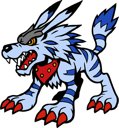 Garurumon.
In-Game asset.  2d.  High contrast.  No shadows