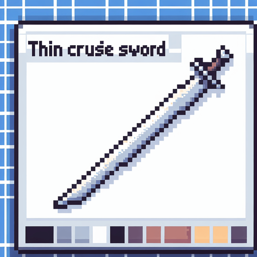 A thin crude sword, no pommel. 8 bit pixel art..
Single Game Texture.  In-Game asset.  2d.  Blank background.  High contrast.  No shadows