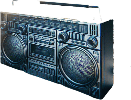 an urban street road near a boom box Single Game Texture. In-Game asset. 2d. Blank background. High contrast. No shadows.