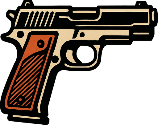 Arme a feu.
In-Game asset.  2d.  High contrast.  No shadows