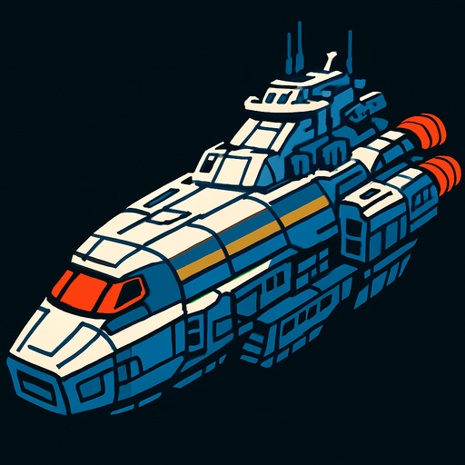 uzay gemısı buyuk.
In-Game asset.  2d.  High contrast.  No shadows