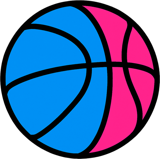 A half blue and half pink Basketball.
In-Game asset.  2d.  High contrast.  No shadows